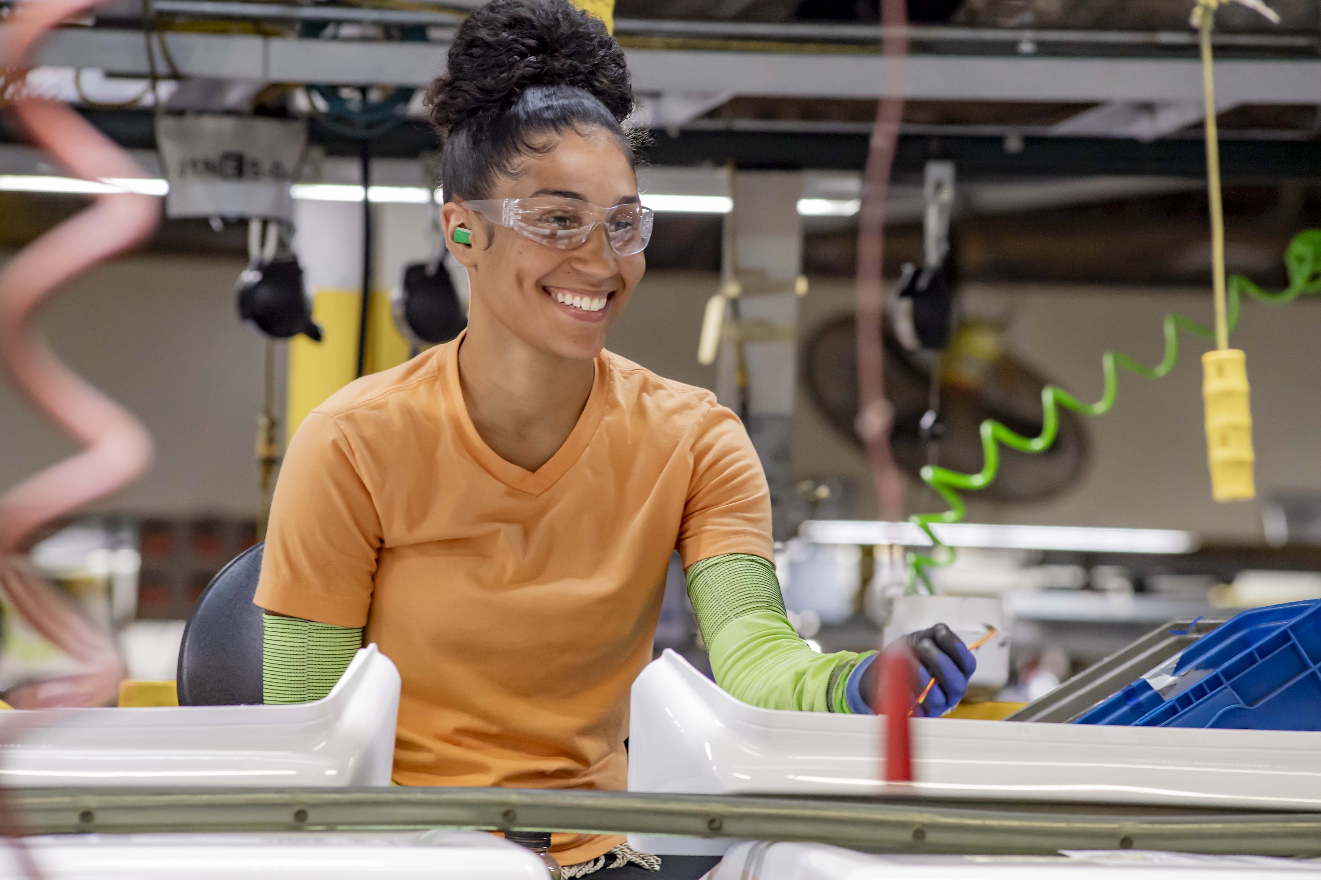 Whirlpool employee working on manufacturing line in Clyde, Ohio