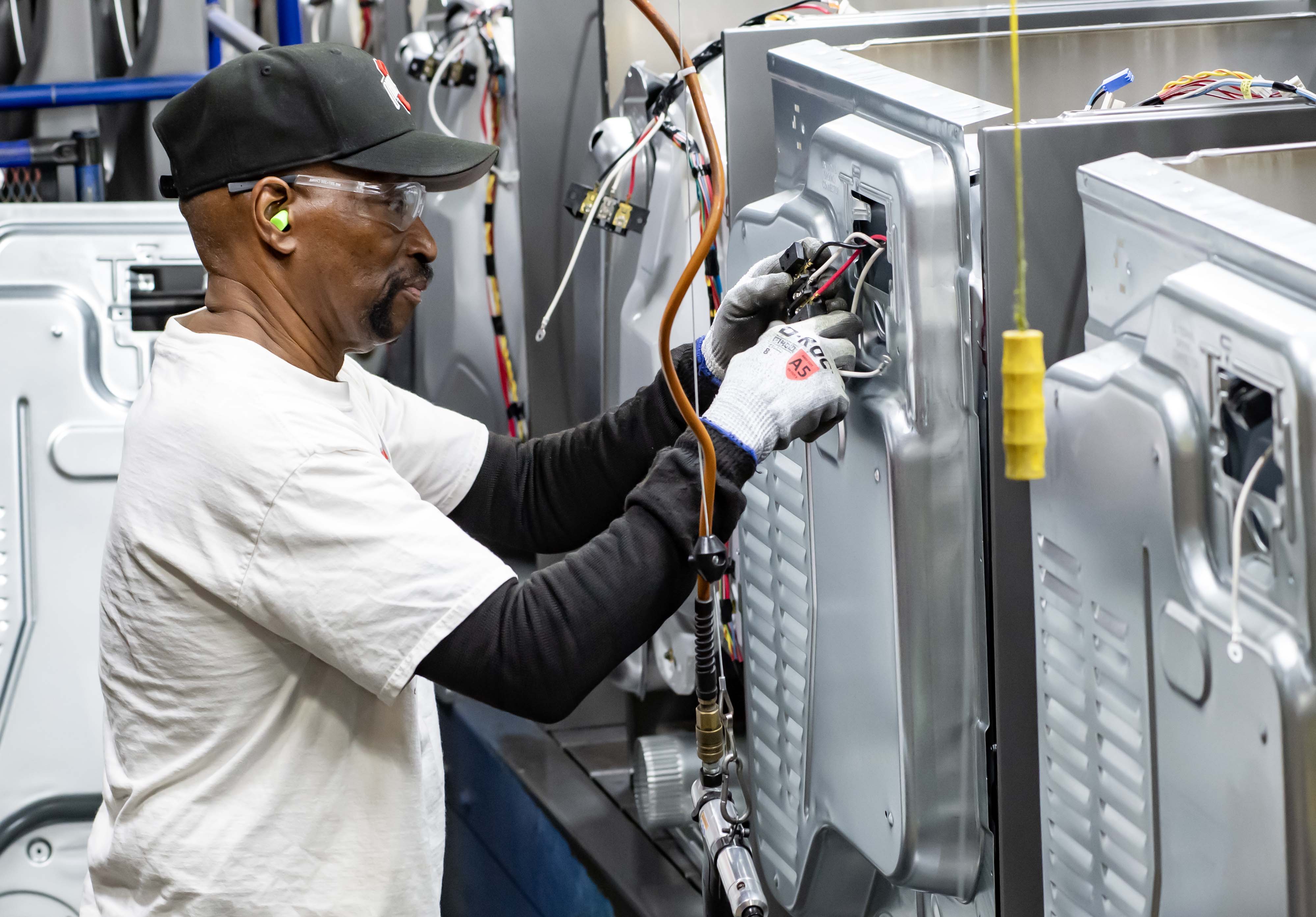 Manufacturing employee working on the line