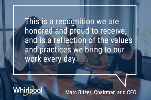 Whirlpool Corporation recognized on Global CR RepTrak 100 ranking for seventh consecutive year