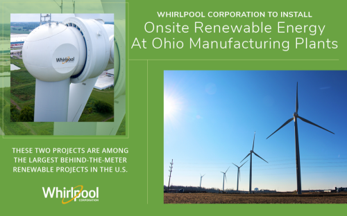 Whirlpool Corporation to Install Onsite Renewable Energy at Washing Machine and Dishwasher Plants in Ohio